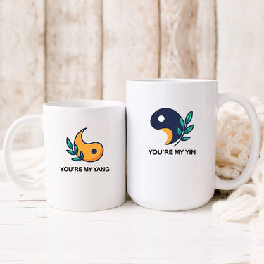 Yin Yang With Leaves Matching Mugs For Couples